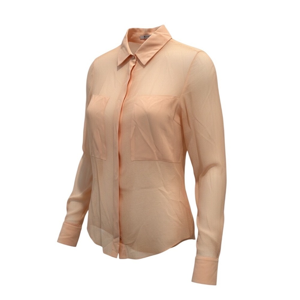 T by Alexander Wang Sheer Silk Peach Button Down Shirt long sleeve Top Small
